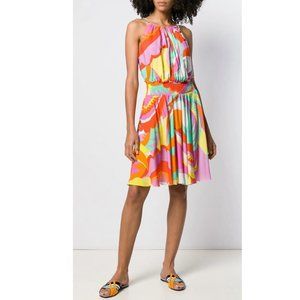 EMILIO PUCCI ORANGE PINK MULTI CHAIN SUNDRESS 9HWG30 SIZE IT42 / US 8 NWOTS!